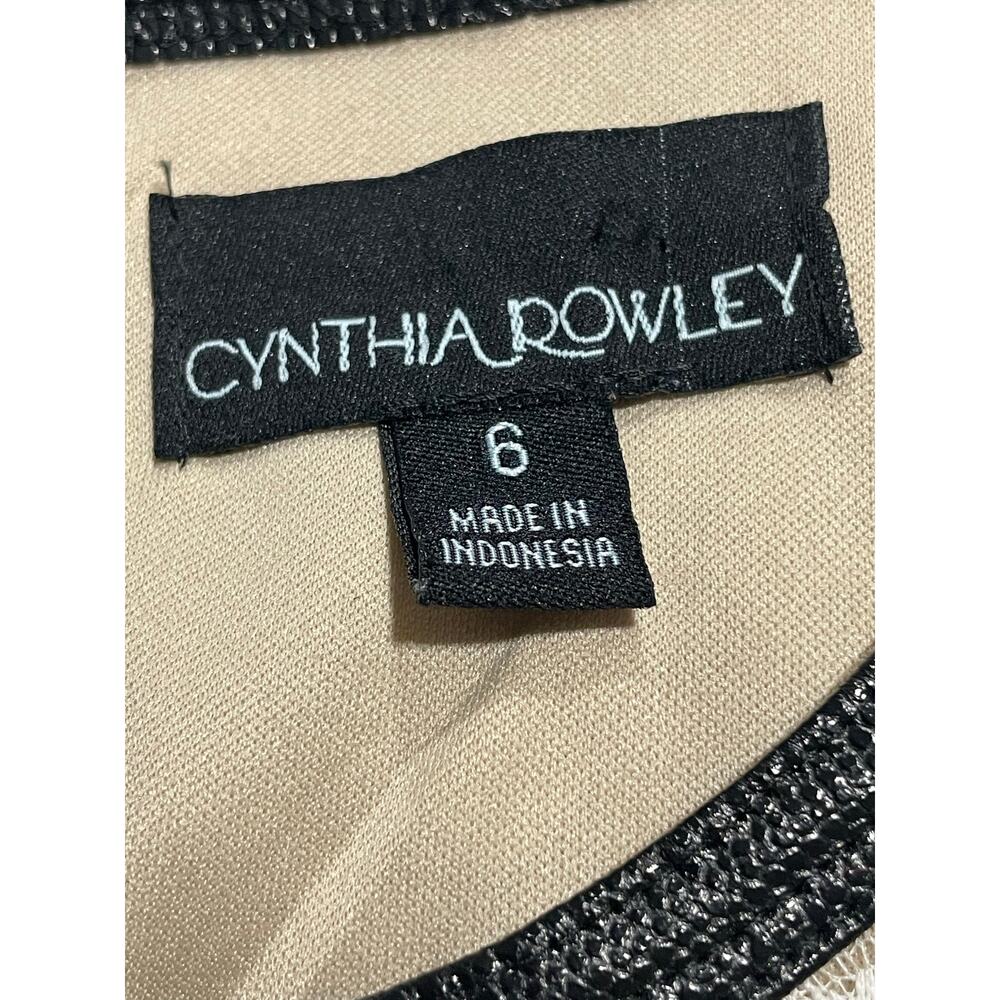 Cynthia Rowley Sleeveless Sheath Dress Lace Lined Cocktail Sz 6 White Tan Black - Picture 2 of 8